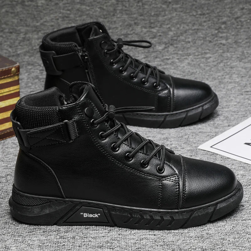Leather Men's Ankle Boots Outdoor fashion Mens Leisure Boots Lightweight Designer Male Warm Work Boots Classic Handmade Boots