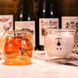 Creative glass mug Transparent Double Walls Glass mug Cartoon Bear Coffee Mug Milk Juice Cute Cup Christmas mug for Girlfriend