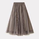 Skirts For Women Women's Plaid Print A Line Elastic Waist Multi Layered Tulle Mesh Skirts For Women Large Swing Dark Bottoms
