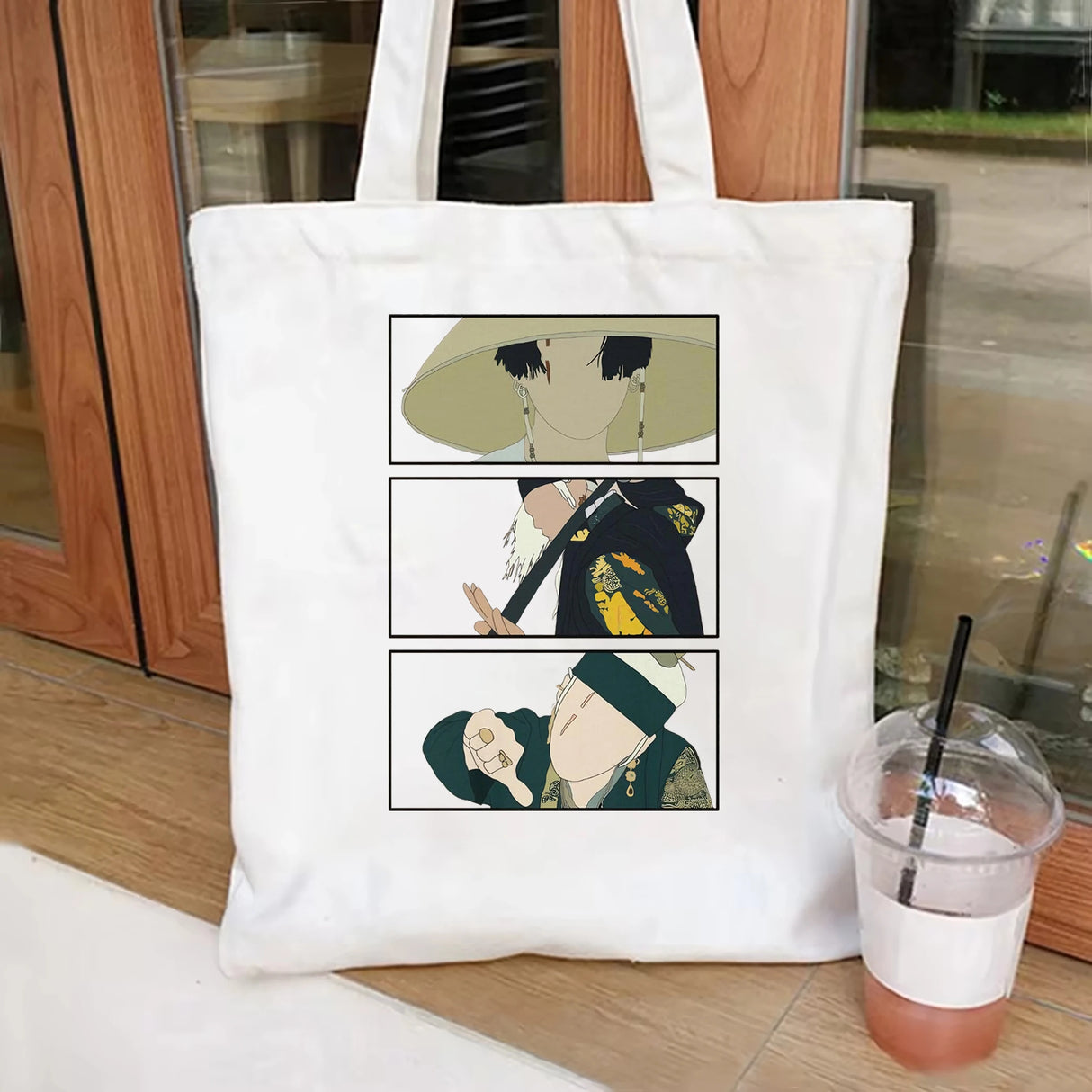 Agust D Daechwita Vintage print tote bag Suga Yoongi women's popular canvas bag K-pop tote bag Casual portable canvas tote bag
