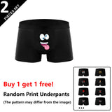 Men Boxer Briefs with Funny Face Prints Quirky Gift Idea for Men Dad Breathable Boxer Short Large Size