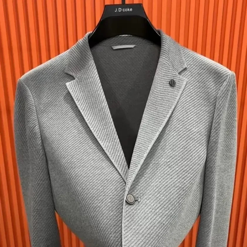 Jacket for Men Long Coats Single Breasted Striped Man Suits and Blazers Simple Original Classic Menswear Fashion 2024 Casual