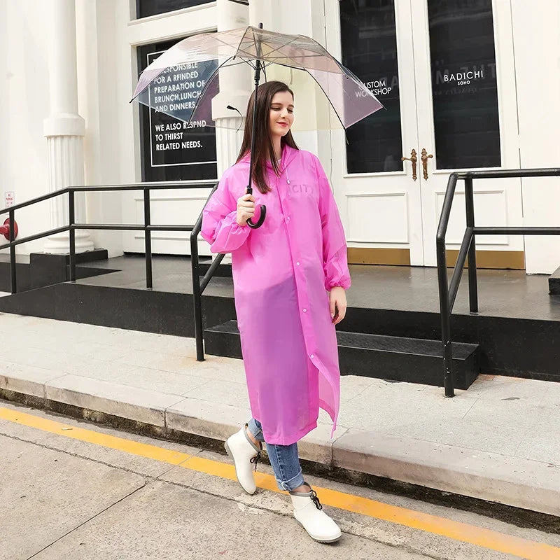 Waterproof Outdoor Rain Gear Unisex Long Transparent Reusable Raincoat Jacket for Men and Women Cycling Hiking