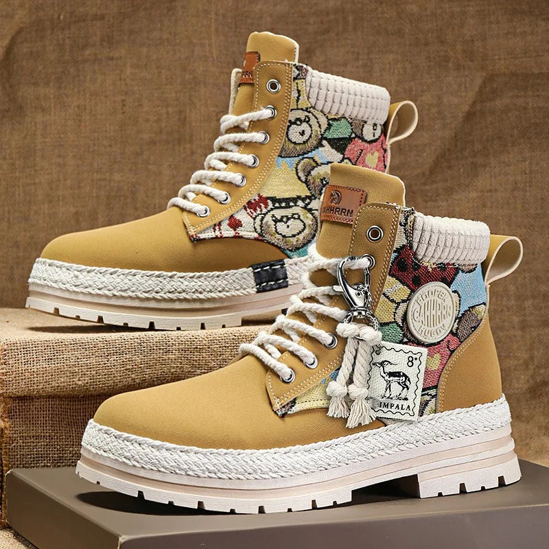 New Men's Winter Boots Outdoor Platform Boots 2023 Designer Men's Shoes Comfortable Desert Boots Street Style Motorcycle Boots
