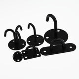 Black Stainless Steel Wall Hook Heavy Duty Fixed Pad Eye Plate Deck Door Buckle U/J-Shaped Heavy Duty Ceiling Mount Hanger