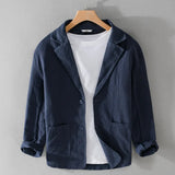 Y803 Spring Autumn Good Quality Linen Blazer For Men Business Casual Solid Color Simple Double Buttons Thin Male Suits Jackets