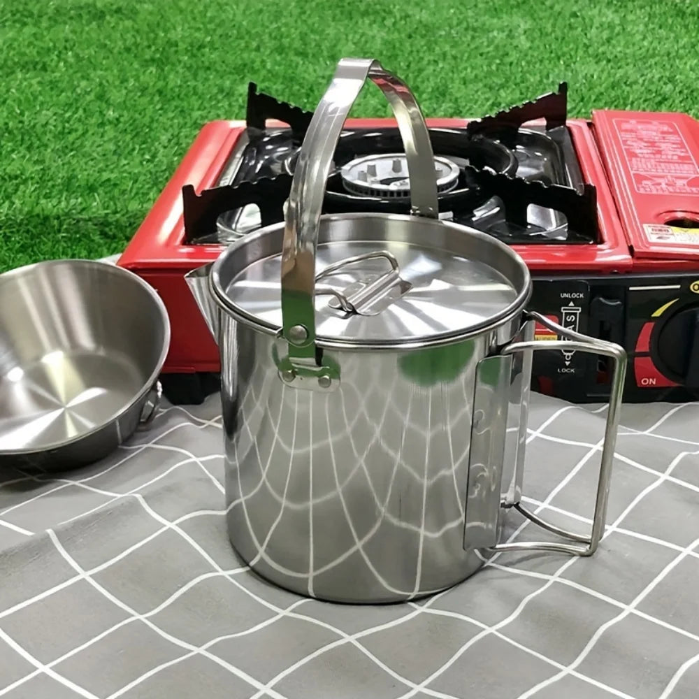Camping  Pot, Coffee Maker, Camp Cooking Pot , 1200ml Camping Cup for Camping Hiking Backpacking,