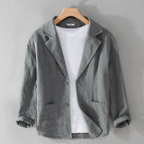 Y803 Spring Autumn Good Quality Linen Blazer For Men Business Casual Solid Color Simple Double Buttons Thin Male Suits Jackets