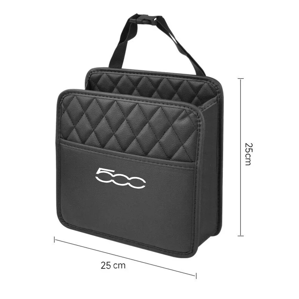 Car Back Seat Storage Bag  Hanging Bag Box Paper Towel Phone Storage Trash Can for Fiat 500 Car interior Accessories
