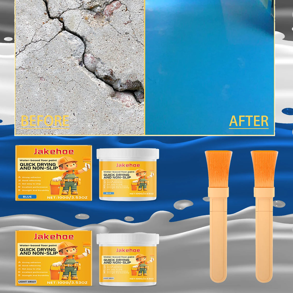 Water Based Waterproof Epoxy Floor Paint Protective Floor Paint Durable Long-Lastingwaterproof Attractive Small Package Size
