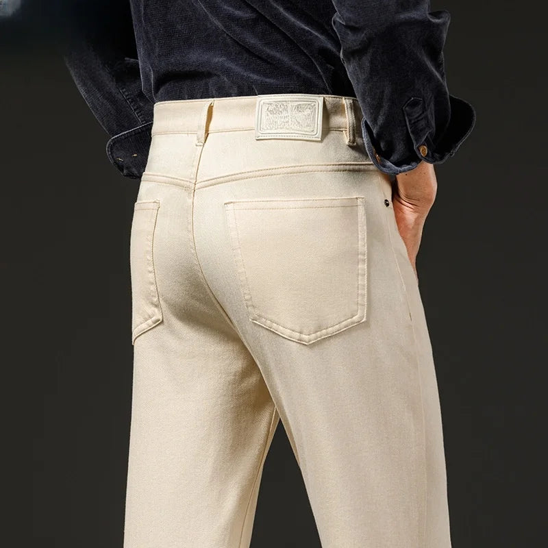 Summer denim jeans for male Big Size 29-40 42 44 Casual Jeans Men Clothes Jean Pants beige black blue
