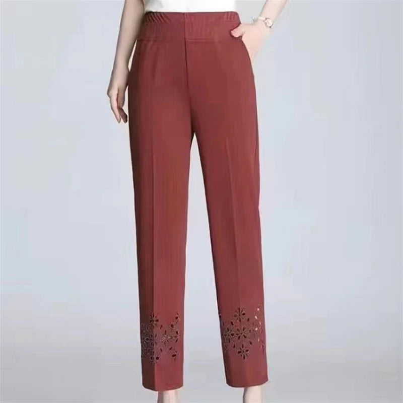 Summer Womens cropped pants  For Women Hollow Out Pantalon Femme High Waist Black Short Trousers Casual Baggy Pants