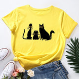 Women's T-shirts Black Cat Graphic T Shirt Oversized Short Sleeve Woman Tops Female Clothing Summer Tshirt