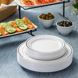 25/10PCS Silver Plastic Plates-Disposable Plastic Plates with Silver Rim- Wedding Party Plates Dinner Plates /Salad Plates