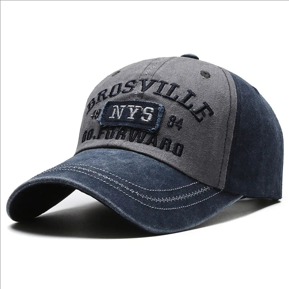 Men's Baseball Cap Casual Do Old Washed Cotton Alphabet Embroidered Caps Curved Roof Dome Sun Protection Hats