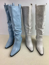 Designer Brand New Fall Winter Pointy Toe Thick Heel Serpentine Vintage Boots Botas De Invierno Para Mujer Hot Selling