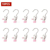 10/5PCS Stainless Steel Clothespins Laundry Clothes Pegs with Hook Pants Hanger Portable Hanging Clips Closet Clothes Organizer
