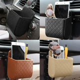 Car Storage Bag Air Vent Dashboard Tidy Hanging Leather Organizer Box Glasses Phone Holder Storage Organizer Car Accessories