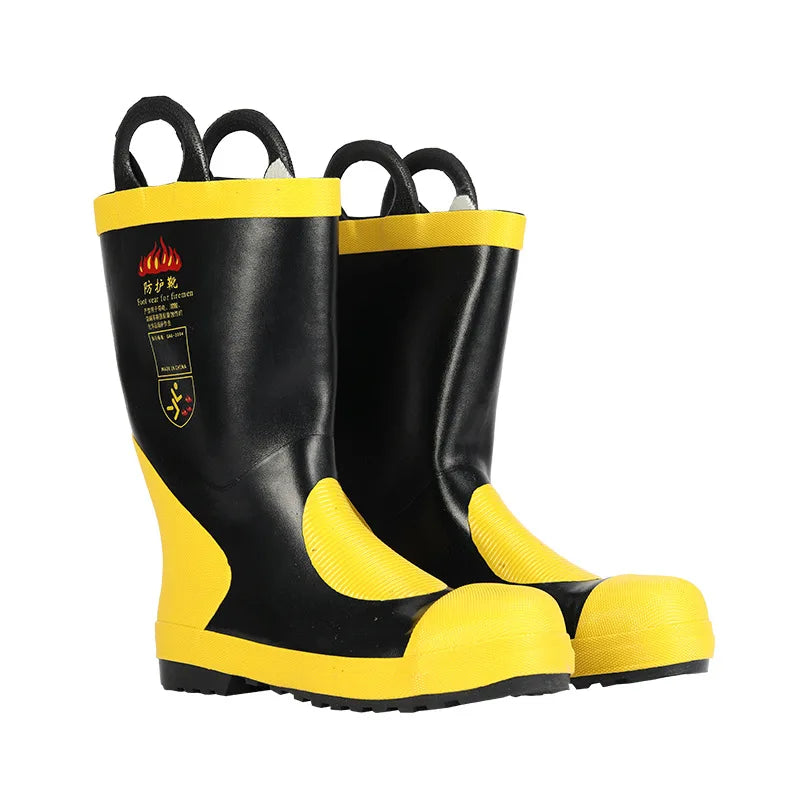 Fire Boots Emergency Rescue Boots Firefighter Combat Boots Fire Protection Boots Rubber Anti Slip High Cylinder