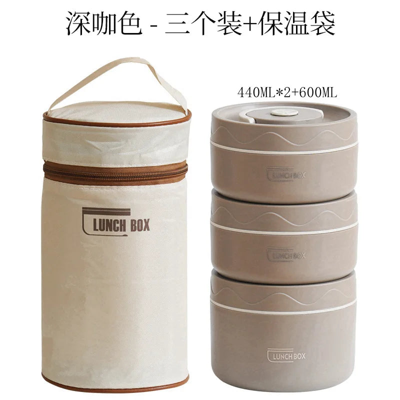 Insulated cooking pot, stackable stainless steel bento box, microwaveable stainless steel container, lunch box