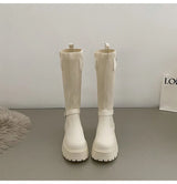 Long Boots Women New Knitted Elastic Boots Retro Thick-soled Women's High Boots Knee-length Boots Elegant Boots and Women shoes