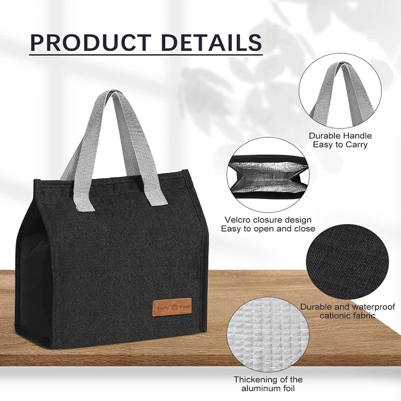 Lunch Bags for Women Men Reusable Insulated Lunch Box Portable Thermal Cooler Bag Waterproof Bento Box Bag Lunch Box Tote Bag