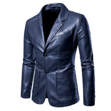 Blazer Man 2025 Men's PU Leather Jackets for Men Autumn Jacket Button Turn Down Collar Business Coat Biker Motocycle Jacket