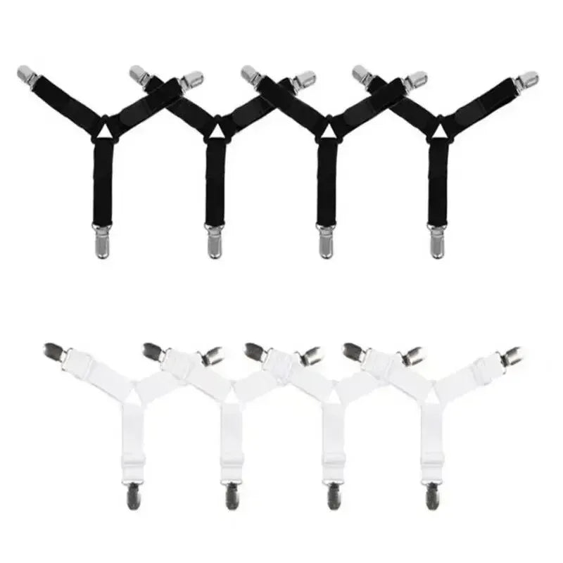 Triangle Bed Sheet Clips Adjustable Fitted Sheet Suspenders & Mattress Grippers for Secure Hold