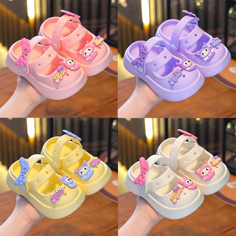 Cute Cartoon Kawaii Sanrioed Kuromi Hellokitty Girls' Sandals Summer New Princess Shoes Indoor Bathroom Slippers