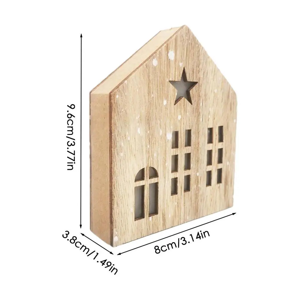 Christmas Wooden House Decor Creative House Shape Light Up Hanging Ornament Christmas Party Supplies Indoor Home Decoration
