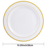 25/10PCS Silver Plastic Plates-Disposable Plastic Plates with Silver Rim- Wedding Party Plates Dinner Plates /Salad Plates