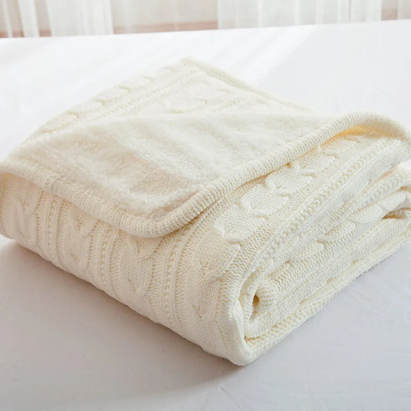 Cozy Cable Knit Throw Blanket Nordic Knitted Thread Blankets For Bed Sofa Cover Bedspread On The Bed Home Travel TV Nap Blanket