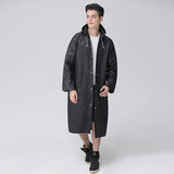 Black Raincoat Portable EVA Raincoats for Adults Reusable Rain Ponchos with Hoods and Sleeves Lightweight Raincoats