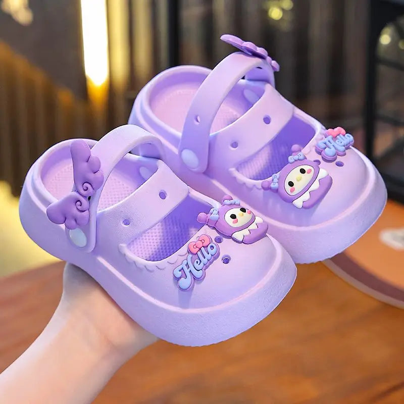 Cute Cartoon Kawaii Sanrioed Kuromi Hellokitty Girls' Sandals Summer New Princess Shoes Indoor Bathroom Slippers