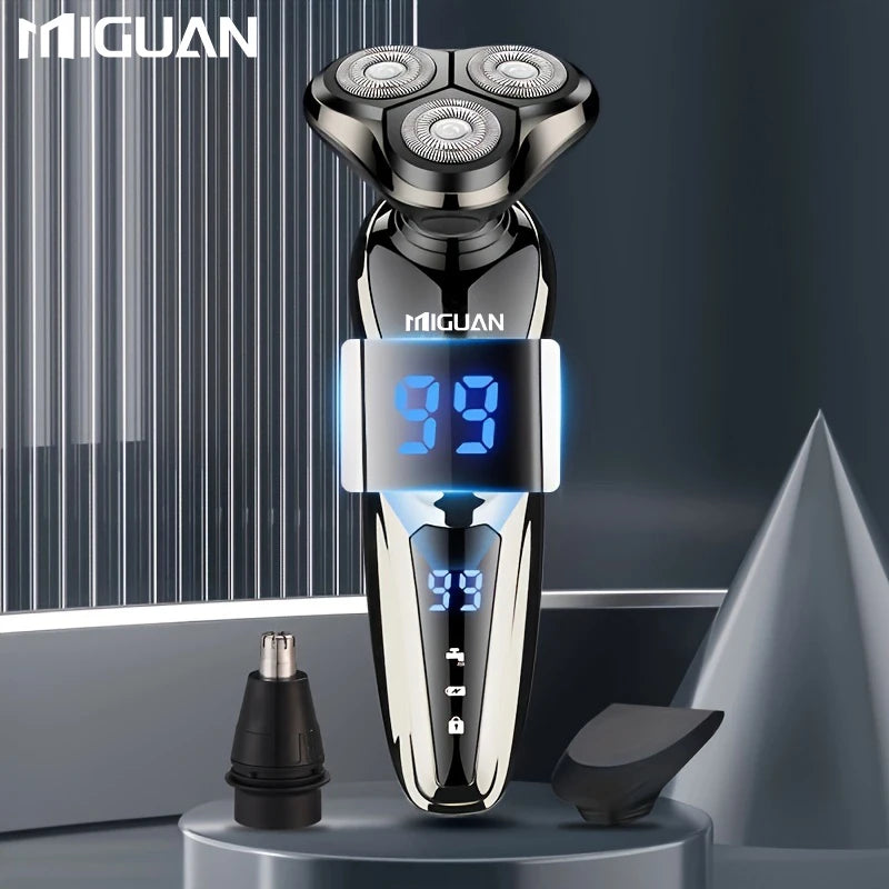 Electric Razor For Men, 3 In 1 Electric Shaver Nose Hair Trimmer USBRechargeable Portable Razor 3D Floating Blade Digital
