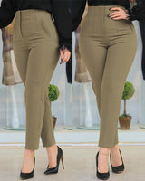 Pants for Woman 2025 Business Office Lady Black High Waist Waist Tight Fitting Elegant Work Pants Female Trousers