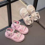 Girls' Sandals 2025 Summer New Fashion Kids Embroidered Princess Shoes for vacation Children's Anti Slip Beach Shoes with Pearl