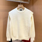 Men's Knitted Sweater Fashion Personality Winter Thick Fake Two-piece Sweaters Round Neck Long Sleeves Solid Color Pullover