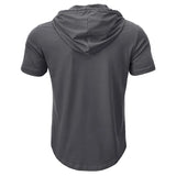 Men's Short-sleeved T-shirts for Sports and Fitness American-style Henley Shirt Hooded Top
