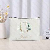 26 letters Flowers Custom Name Printed Makeup Bag Bridesmaid Wedding Makeup Box Gift Organizer Travel perfume Toilet Side Bag