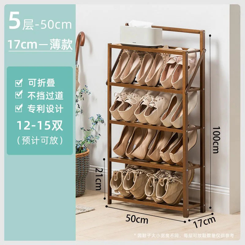 Shoe Racks Organizer Wooden Narrow Shoe Rack Ultra Thin Vertical Shoemakers Space-saving Entrance Shoes Closet Home Furniture