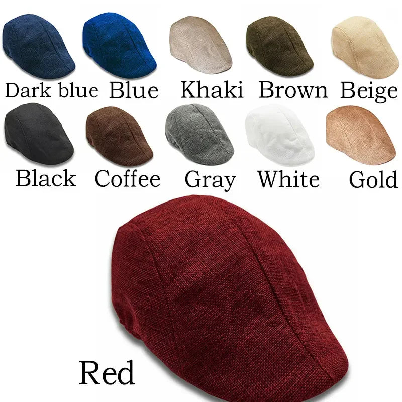 Men Berets Cap British Style 2025 New Autumn Summer Linen Hats Fashion Flat Caps Classic Vintage Gatsby Cabbie Cap Chapeau Homme