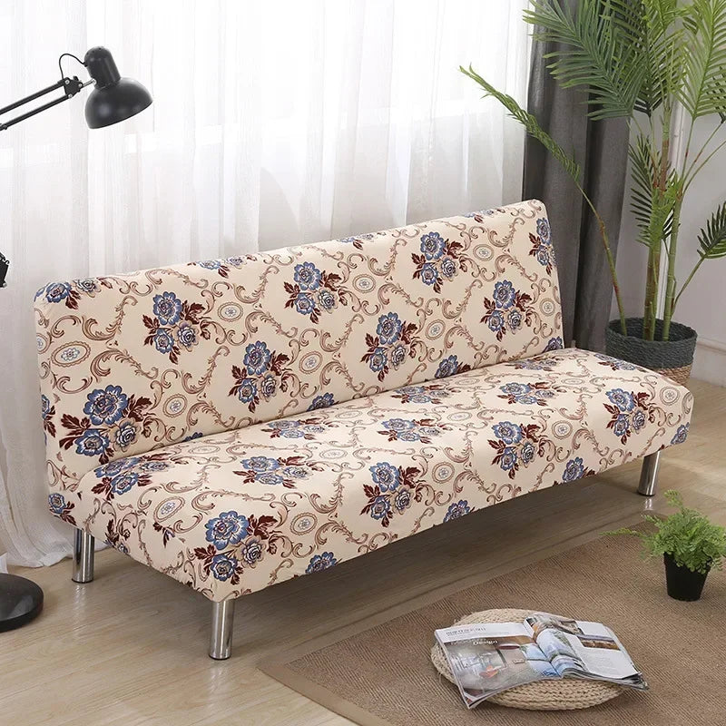 [Stretch Sofa Bed Cover] Spring/Summer Milk Silk Fabric Living Room Armless Folding Sofa Sofa Cover puf grande y esponjoso