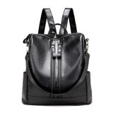 Women Soft Backpack School Leather Black Casual Multifunctional College Bag Large Capacity Shoulder Bags Travel Tote Backpack