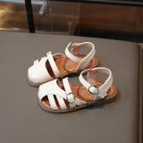 Girls School Sandals Summer New Kids Causal Gladiator Sandals Toes-covered Children Fashion Woven Flat Sandals Trend Soft Bottom