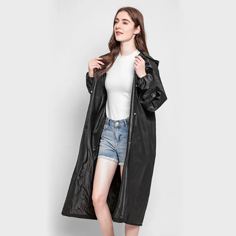 3 in 1 Waterproof Adult Long Raincoat Women Men Rain Coat Jacket Hooded Poncho for Outdoor Hiking Travel Fishing Rainwear Suit