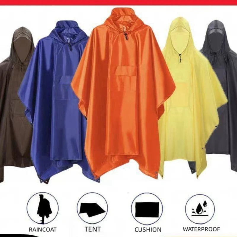 Rain Poncho for Adults - Waterproof Raincoat Cloak with Detachable Sleeves , Lightweight Hiking Rain Gear for Outdoor Travel
