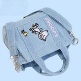 Kawaii Snoopy Denim Tote Bag Cartoon Animation Student Cute Tote Bag Embroidery Lunch Crossbody Bag