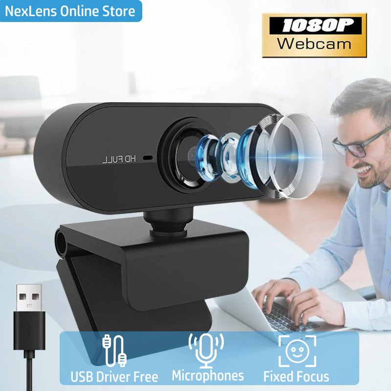 Webcam USB Webcam Drive-Free Ready To Use With Microphone Computer Webcam HD Web Conferencing Video Camera For live Streaming