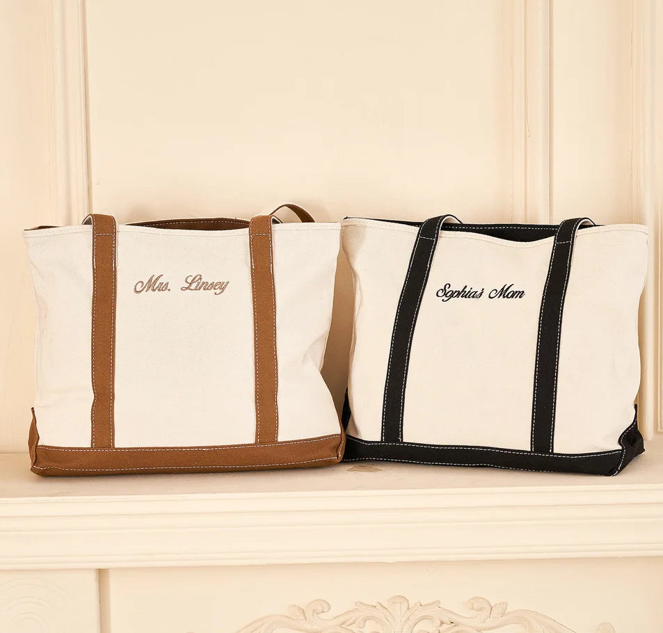 Custom Tote Bag, Bridesmaid Gift, Personalized Text Canvas Tote Bag, Bride Gift for Her, Embroidered Tote Bag, Best Friend Gift